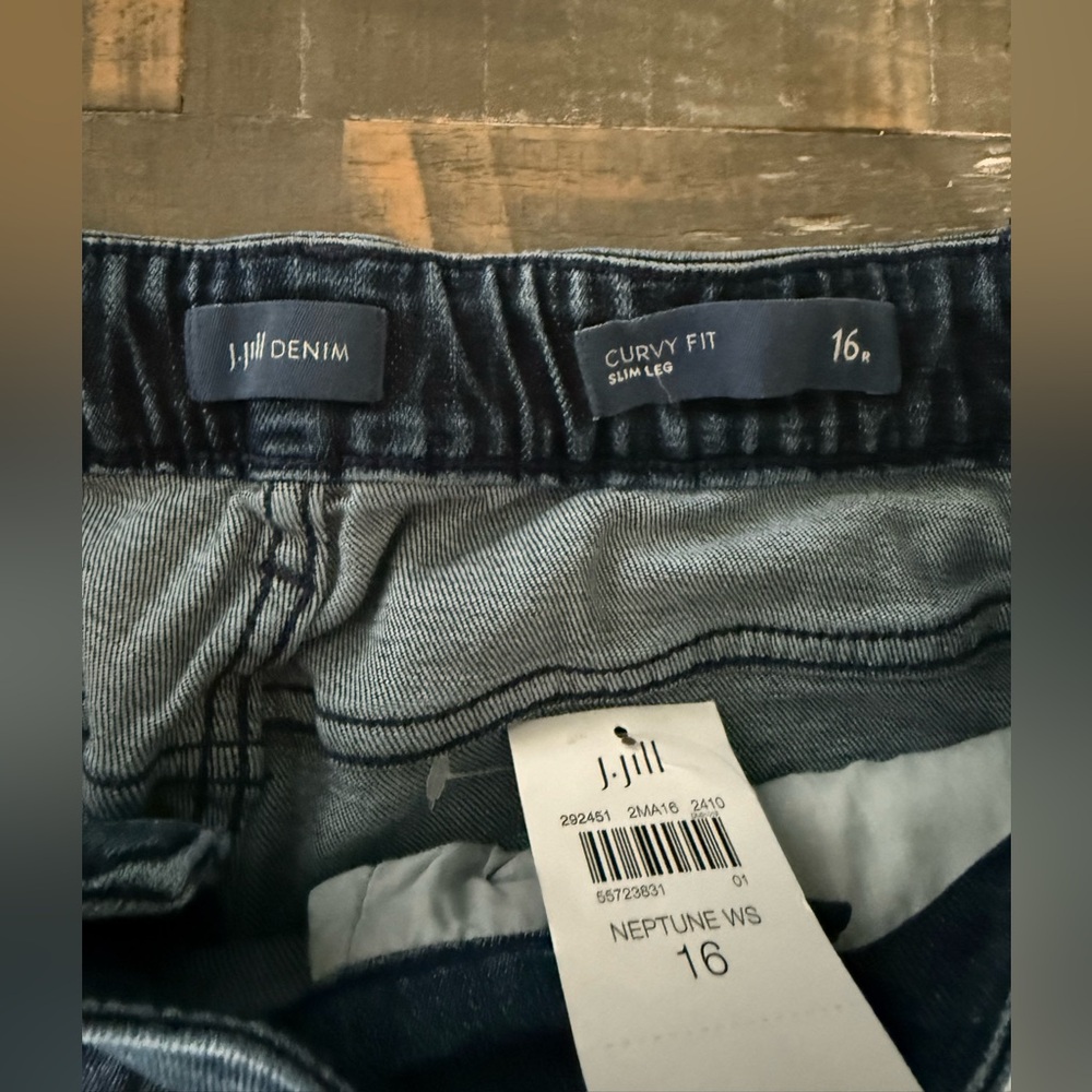 J Jill Women's Jeans Blue Denim Fit Slim Ankle Zip Button Stretch Size 16 - Picture 3 of 10